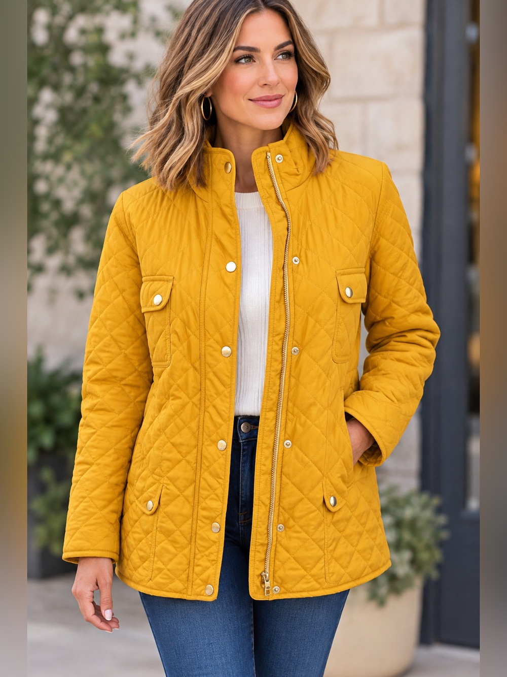 Talbots Quilted Mustard Yellow Women's Jacket
